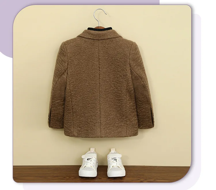 Kids Grey Curly Fleece Wool Blazer Double-Breasted Short Coat Winter Outerwear Warm Formal Jacket for Teen Boys 3-14 Years