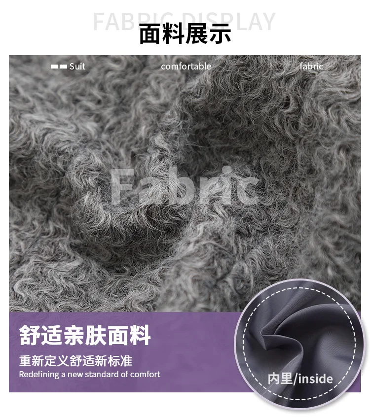 Kids Grey Curly Fleece Wool Blazer Double-Breasted Short Coat Winter Outerwear Warm Formal Jacket for Teen Boys 3-14 Years