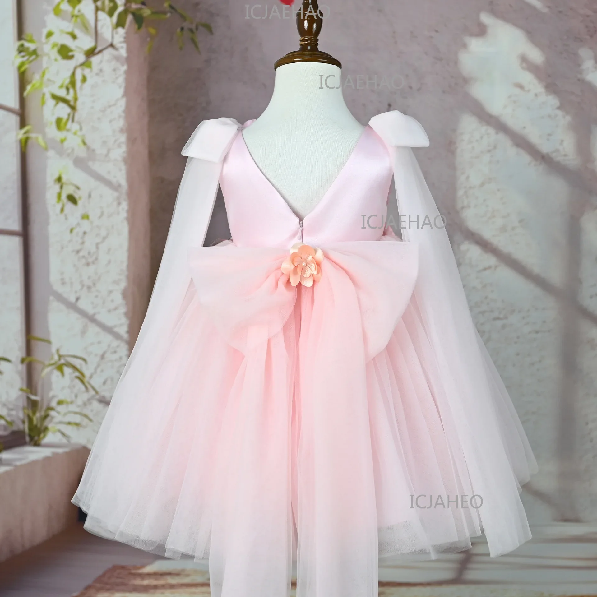 2026 Kids Handmade 3D Applique Tulle Sleeveless Dress New ChildrenGirl Party Banquet Clothes Girls Gown Princess Wedding Flower