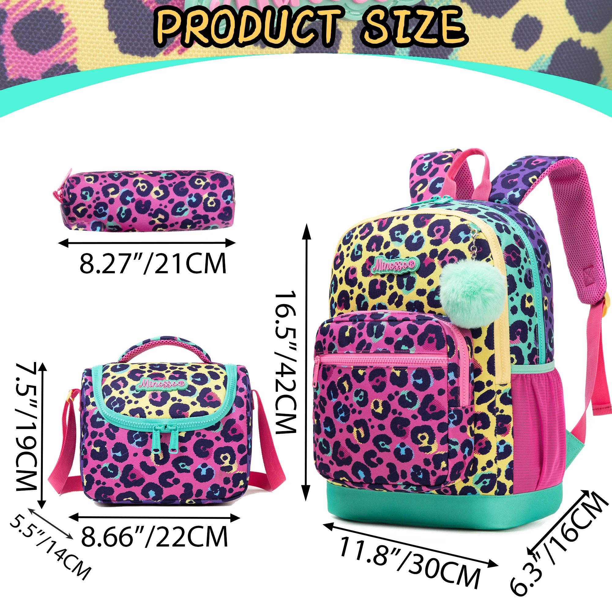 Backpack for Girls with Lunch Bag Pencil Case School Bags Sets for Boys 3pcs for Elementary Student Teen