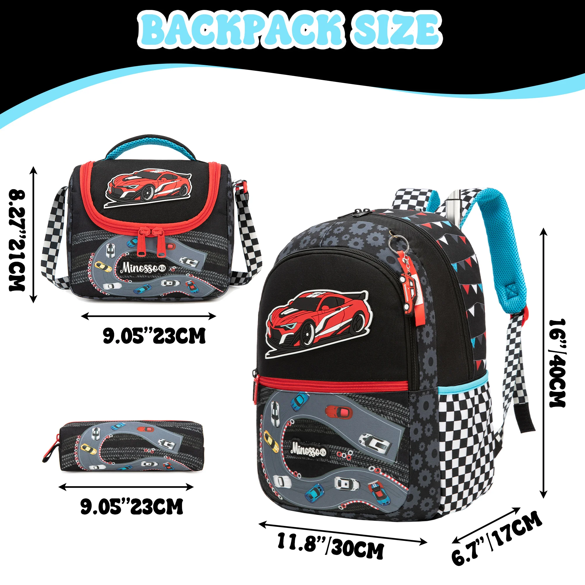 Backpack for Girls with Lunch Bag Pencil Case School Bags Sets for Boys 3pcs for Elementary Student Teen