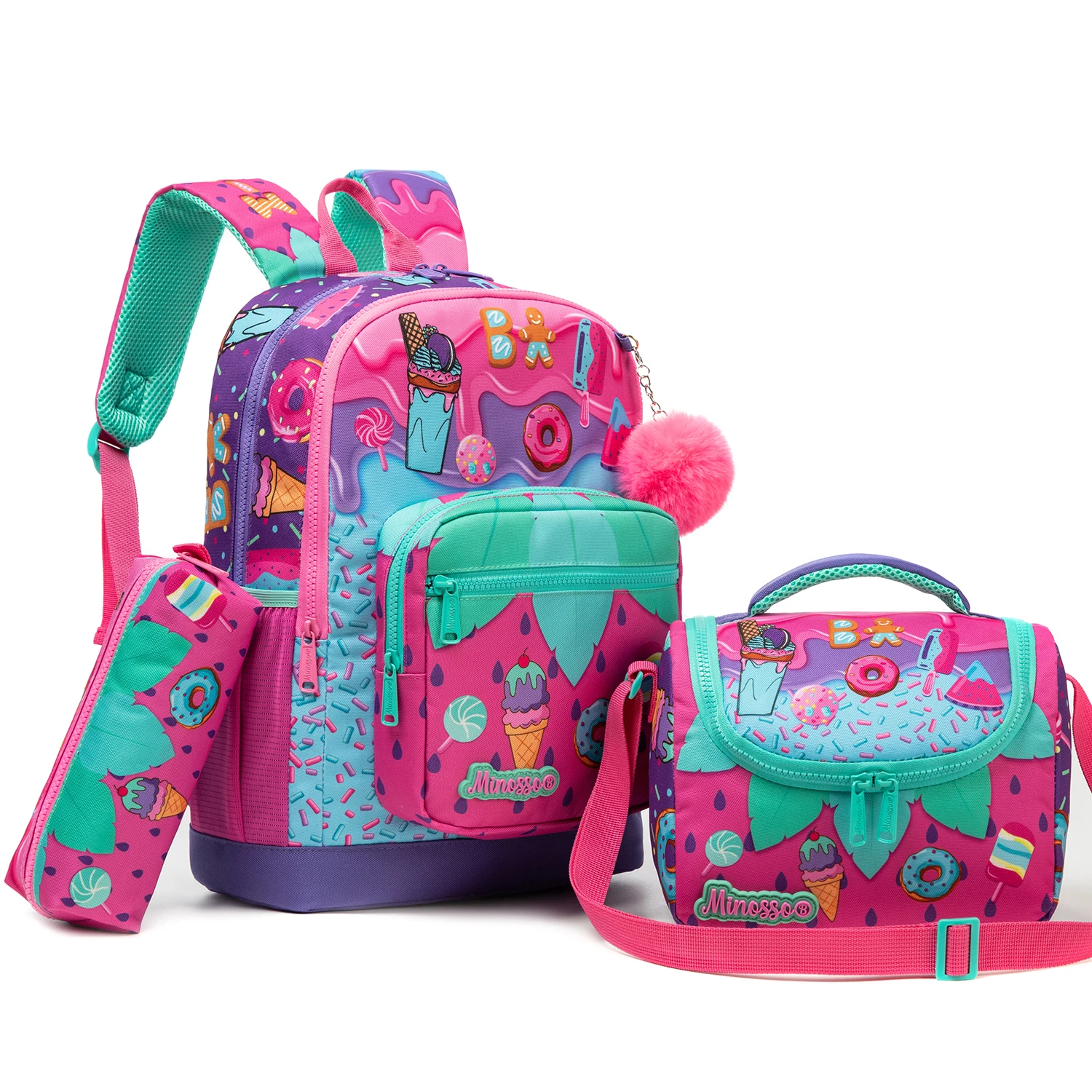 Backpack for Girls with Lunch Bag Pencil Case School Bags Sets for Boys 3pcs for Elementary Student Teen