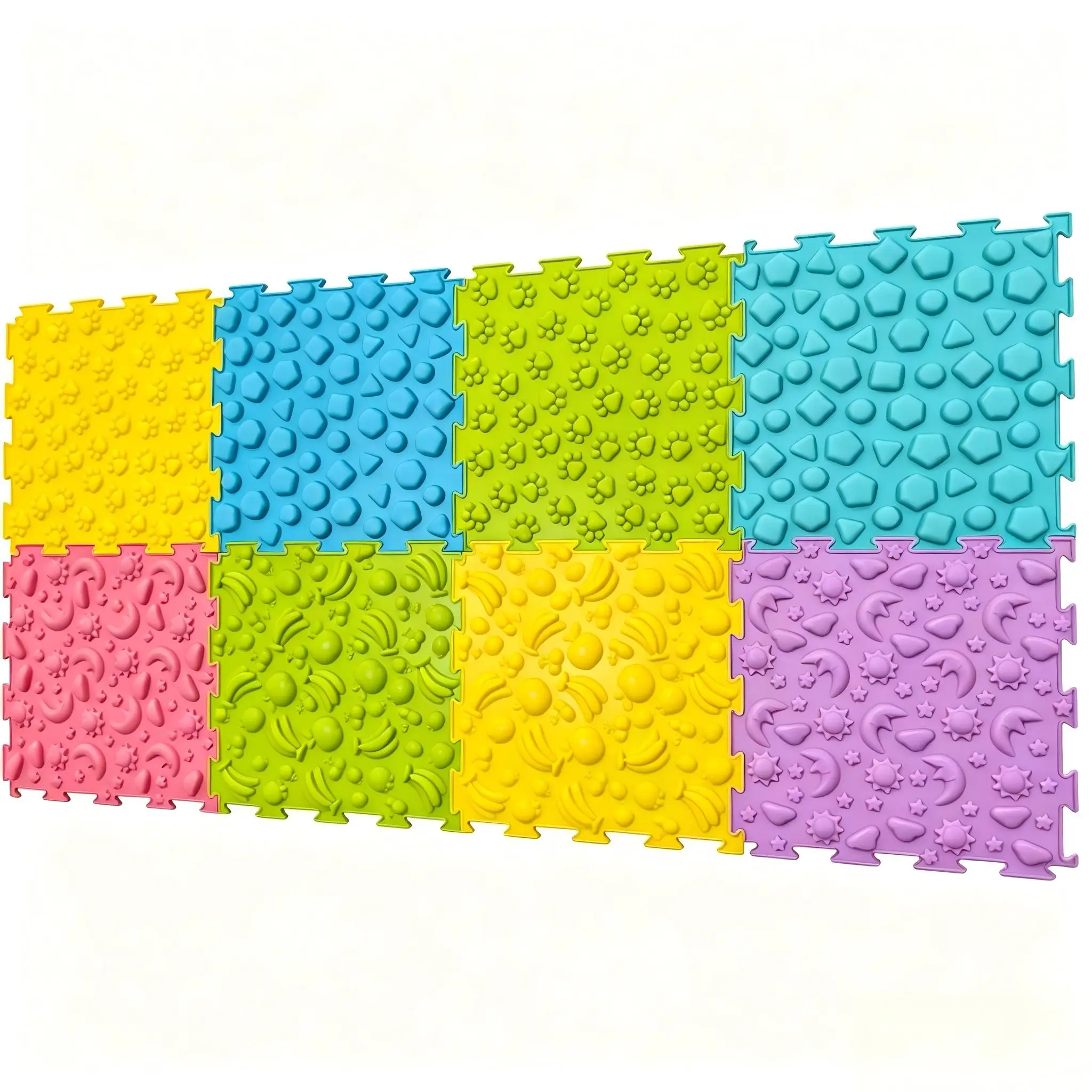 8-Piece Sensory Foot Massage Mat Puzzle – Orthopedic Textured Tiles for Flat Feet, Kids Adults, Reflexology & Sensory Integration