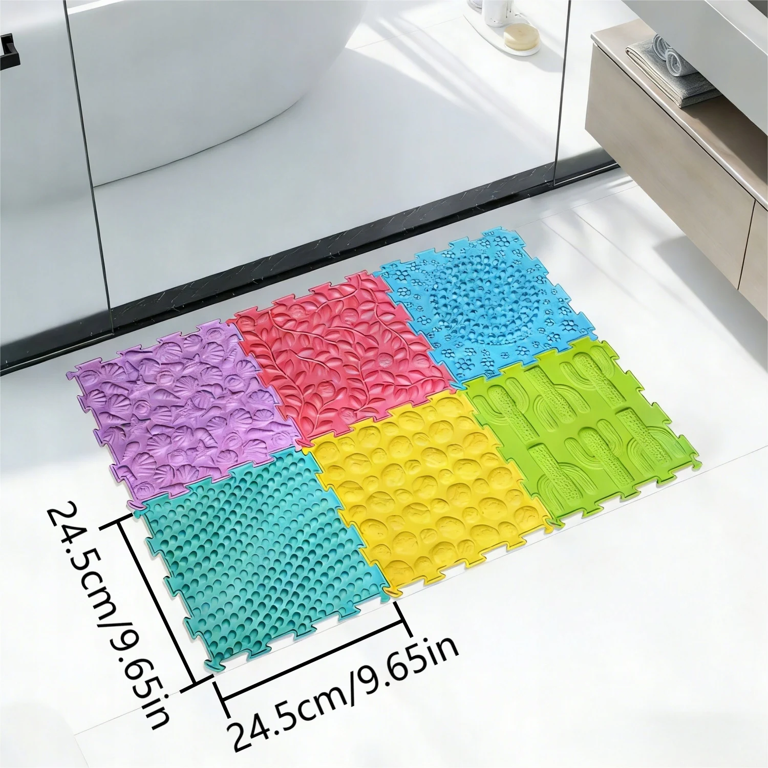 8-Piece Sensory Foot Massage Mat Puzzle – Orthopedic Textured Tiles for Flat Feet, Kids Adults, Reflexology & Sensory Integration