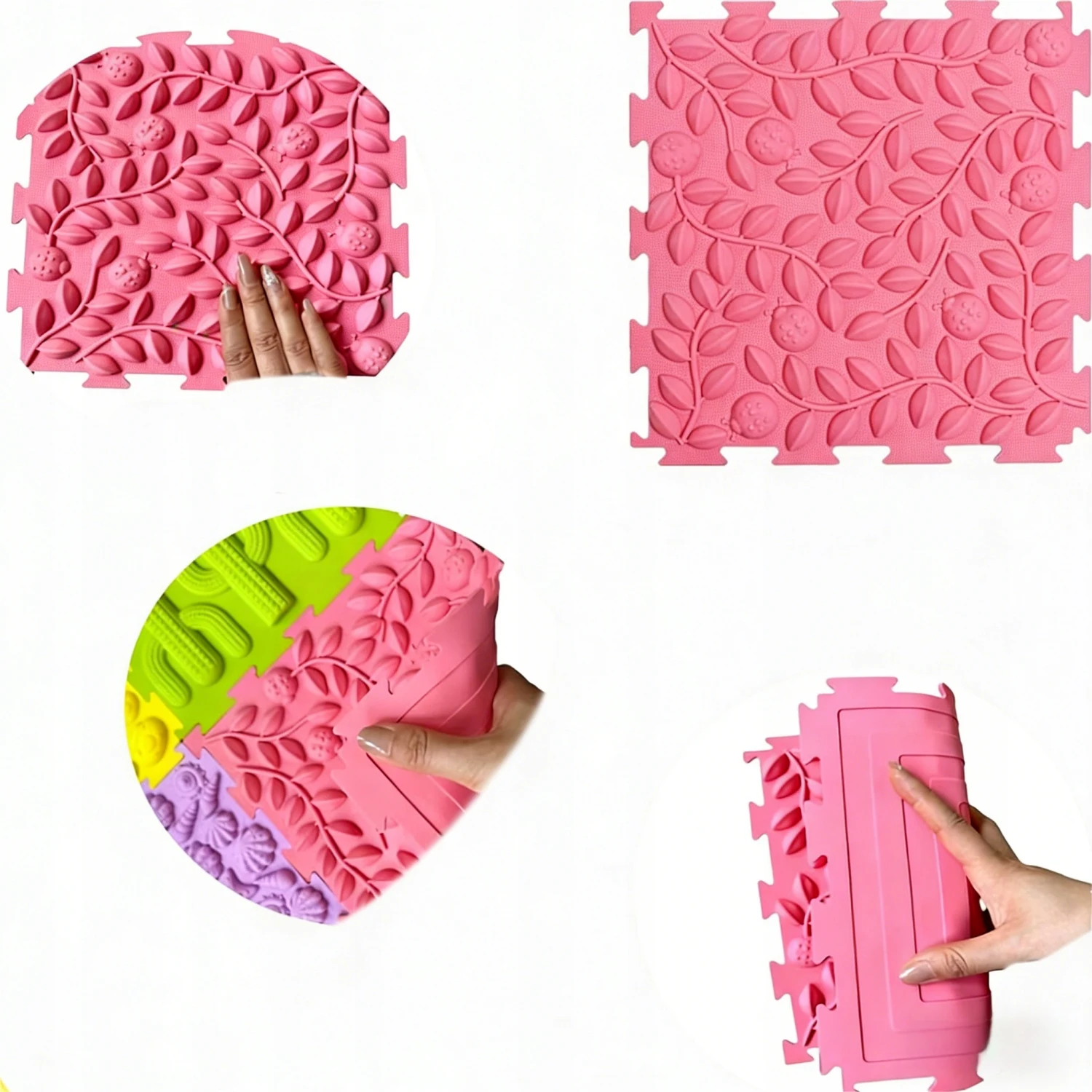 8-Piece Sensory Foot Massage Mat Puzzle – Orthopedic Textured Tiles for Flat Feet, Kids Adults, Reflexology & Sensory Integration