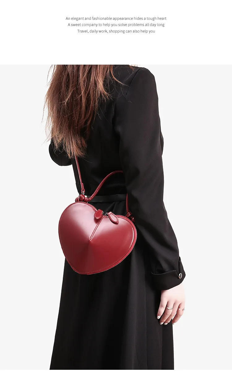 Heart Shaped Mini Top Handle Bag For Women Knotted Handle Zipper Closure Sweet Party Evening Crossbody Shoulder Purse