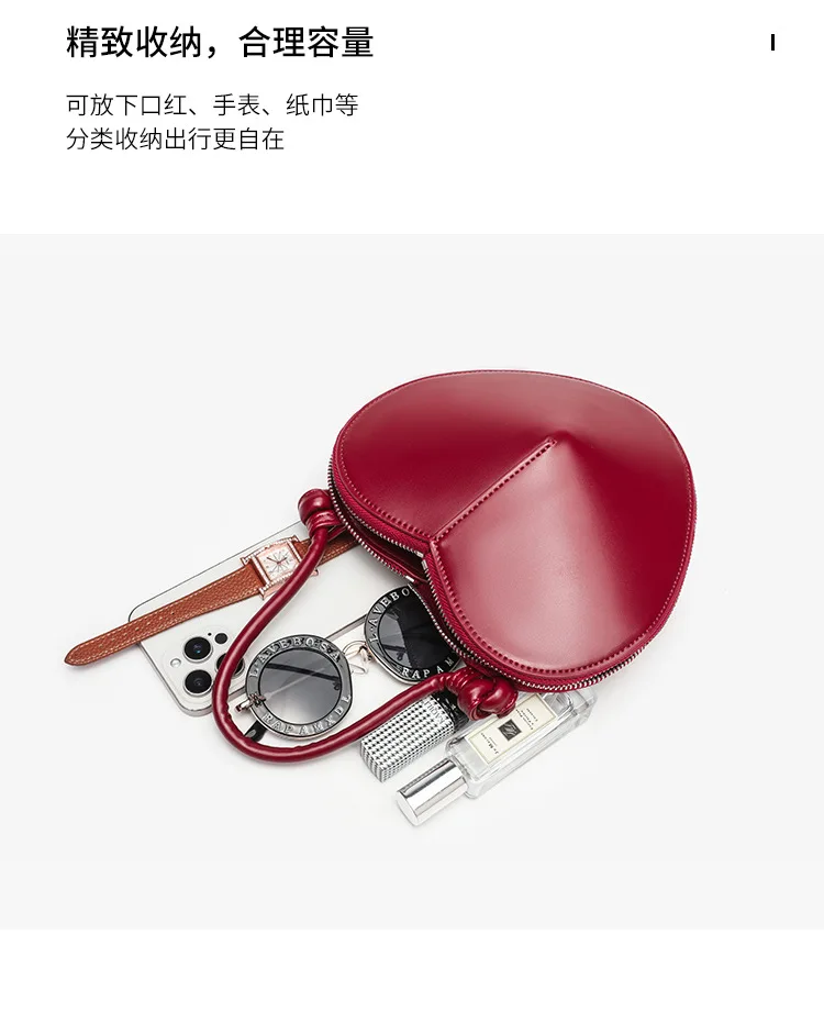 Heart Shaped Mini Top Handle Bag For Women Knotted Handle Zipper Closure Sweet Party Evening Crossbody Shoulder Purse