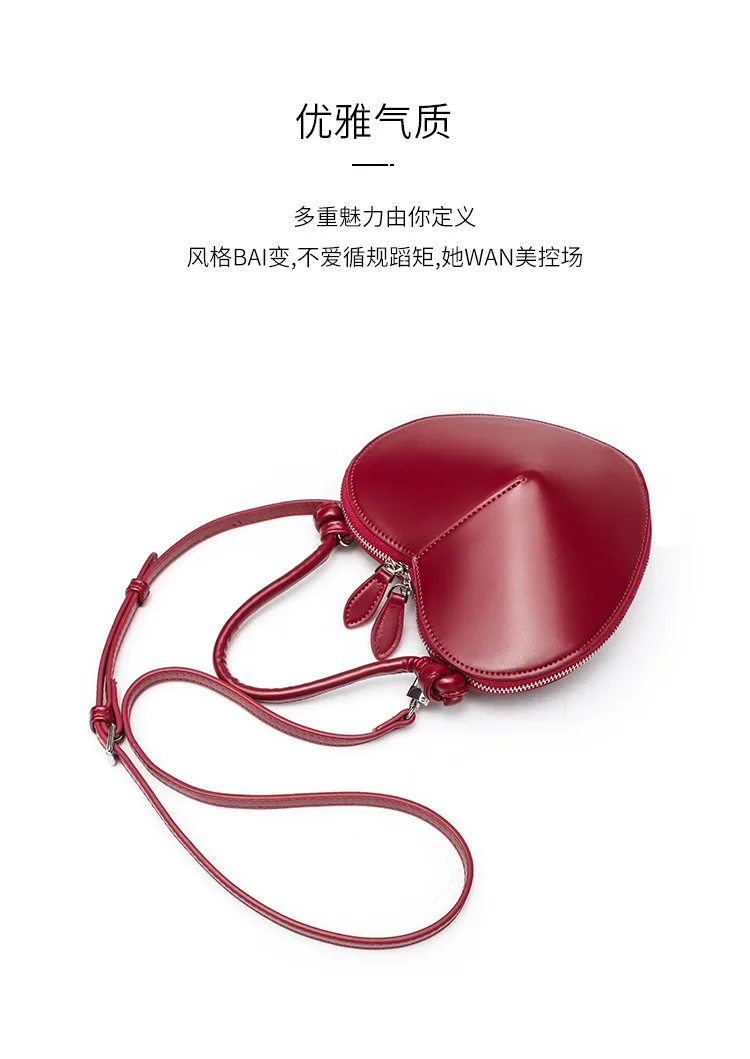 Heart Shaped Mini Top Handle Bag For Women Knotted Handle Zipper Closure Sweet Party Evening Crossbody Shoulder Purse