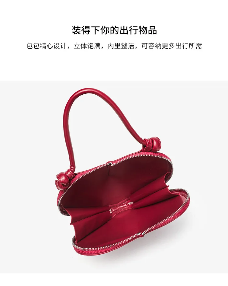 Heart Shaped Mini Top Handle Bag For Women Knotted Handle Zipper Closure Sweet Party Evening Crossbody Shoulder Purse