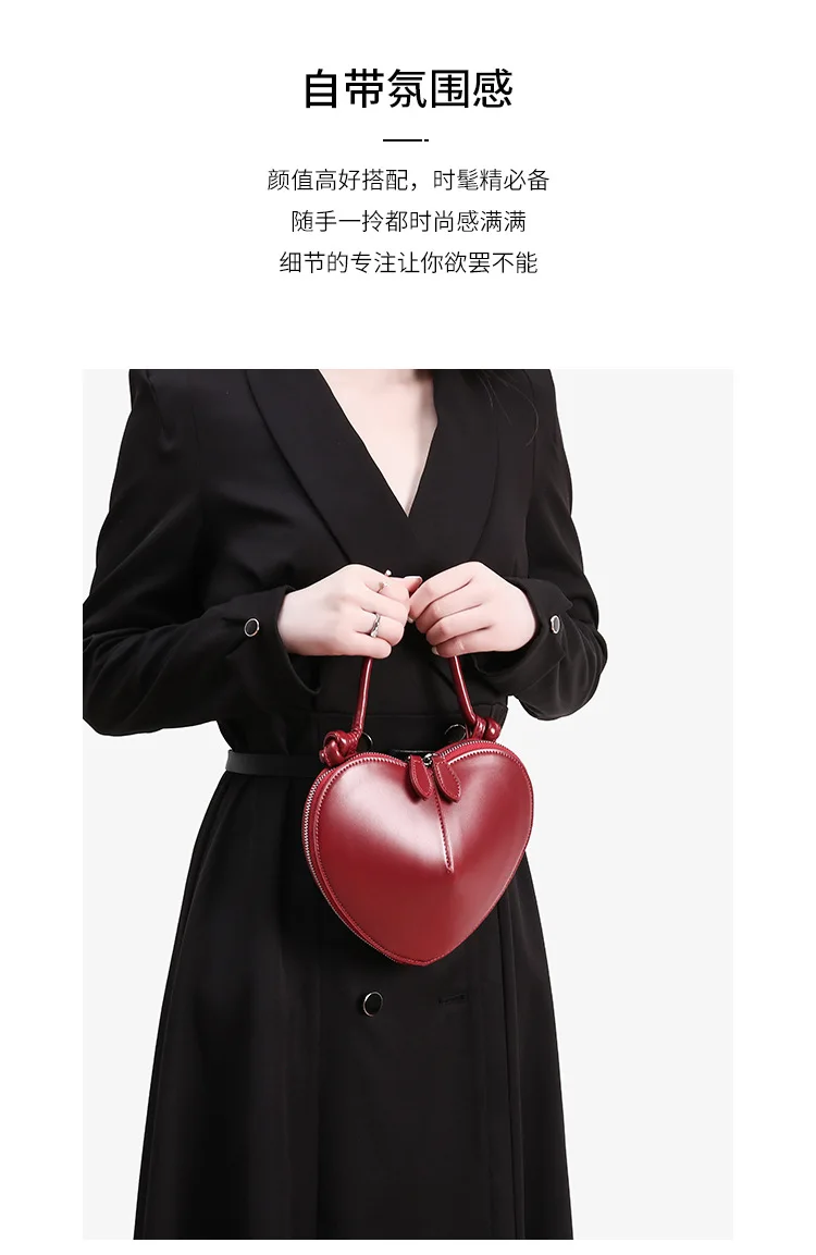 Heart Shaped Mini Top Handle Bag For Women Knotted Handle Zipper Closure Sweet Party Evening Crossbody Shoulder Purse