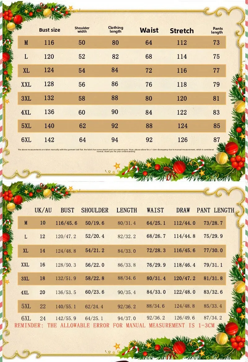 Christmas Couple Santa Costume M‑6XL Unisex Adult Role‑Playing Performance Suit for Xmas Themed Party Scene Layout Decoration