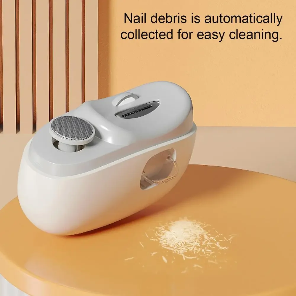 3 In 1 Electric Baby Nail Trimmer USB Rechargeable Automatic Polishing Nail Clipper LED Light 3 Speed Adjustable Household Nail Care Gadget