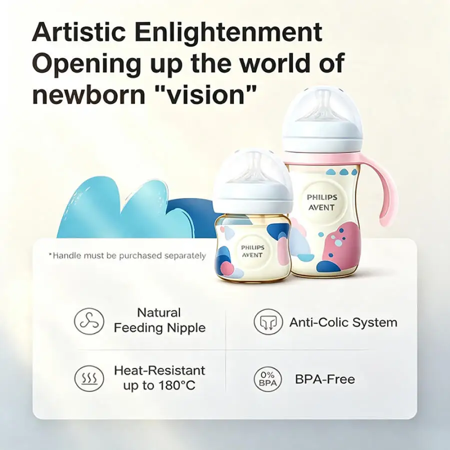 Avent SCY94 PPSU Baby Bottle Anti Colic BPA Free Feeding Nipple High Heat Resistant Wide Neck Slow Flow Bottle Newborn Bottle