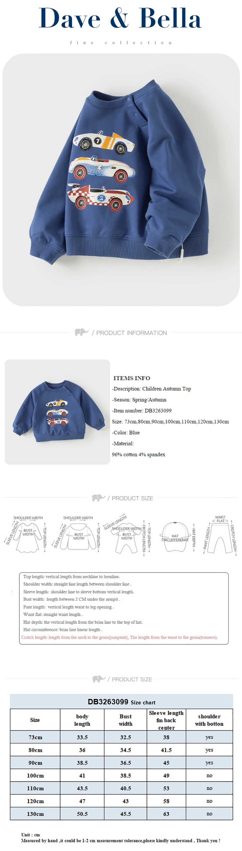 Dave Bella Sweatshirt Boys Pullover Children Autumn Top Clothes Spring Long Sleeve Casual Sportswear Car Print Fashion DB3263099