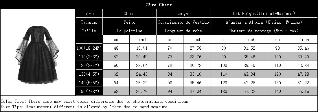 Girls Gothic Dark Ghost Bride Costume Long Sleeve Lace Tulle Dress Red Rose Flower Veil Kid Halloween Cosplay Party Fancy Outfit