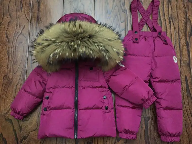Russian Winter Down Suit For Girls Warm Children Winter Suits Boys Duck Down Jacket+overalls 2 Pcs Clothing Set Kids Snow Wear
