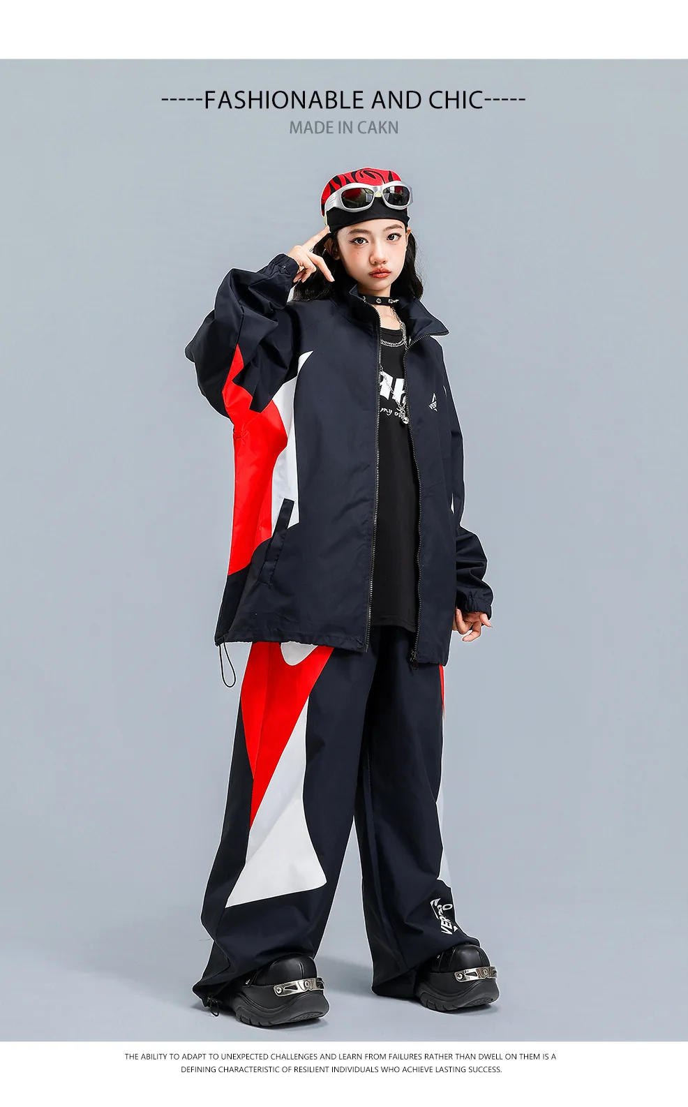 Children Streetwear Hip Hop Boys Girls Loose Casual Sport Jacket Pant Sets Kids Coat Trousers Tracksuits Stage Clothes Costumes