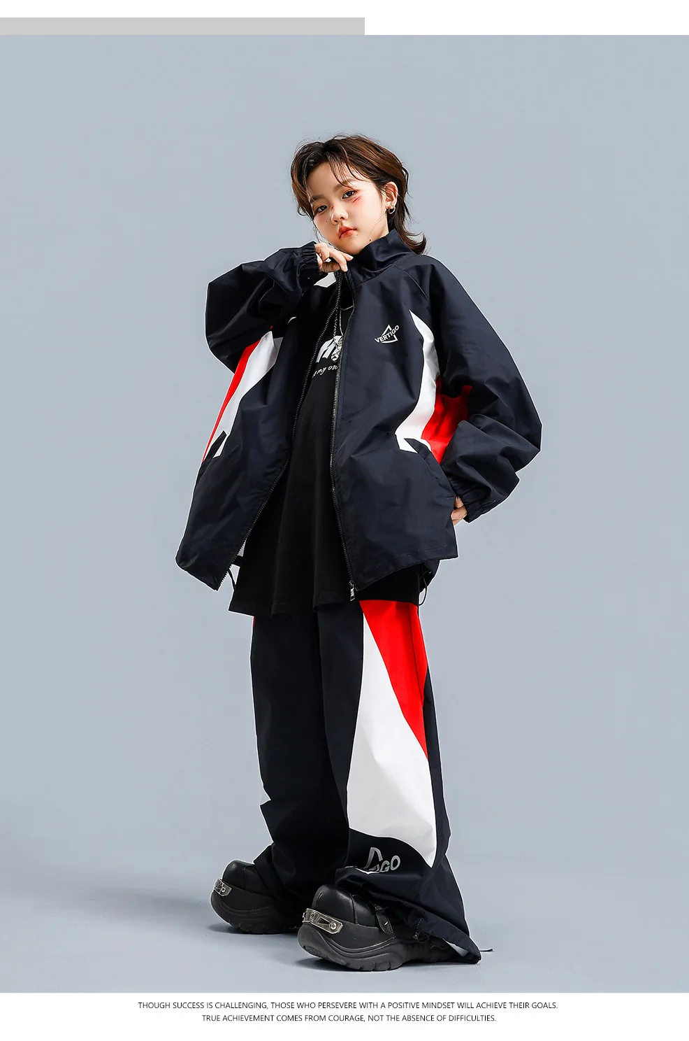 Children Streetwear Hip Hop Boys Girls Loose Casual Sport Jacket Pant Sets Kids Coat Trousers Tracksuits Stage Clothes Costumes