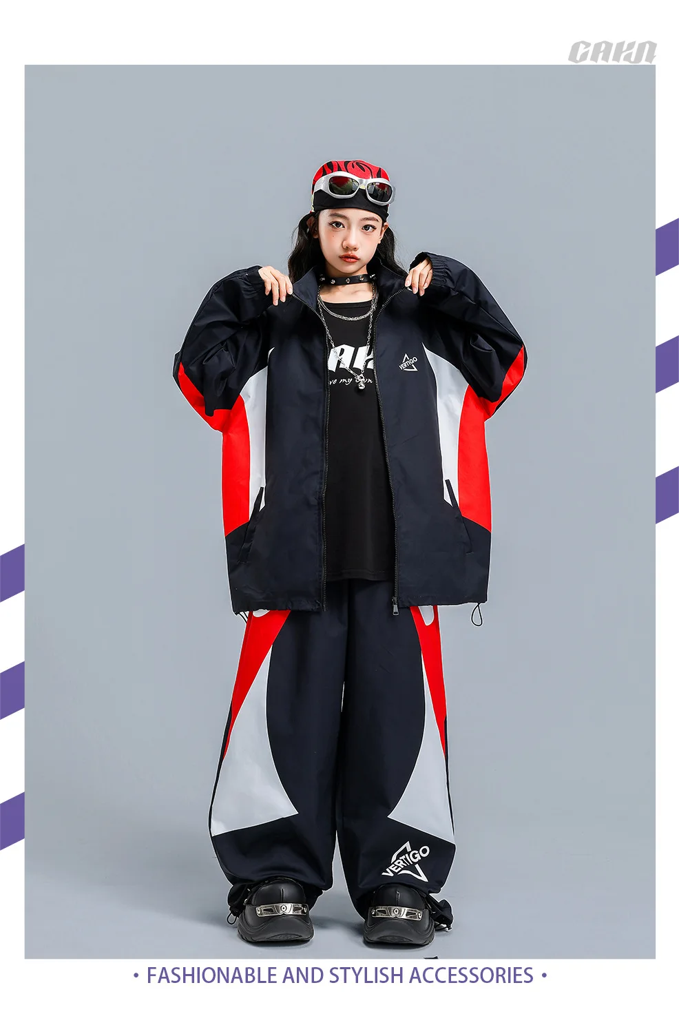 Children Streetwear Hip Hop Boys Girls Loose Casual Sport Jacket Pant Sets Kids Coat Trousers Tracksuits Stage Clothes Costumes