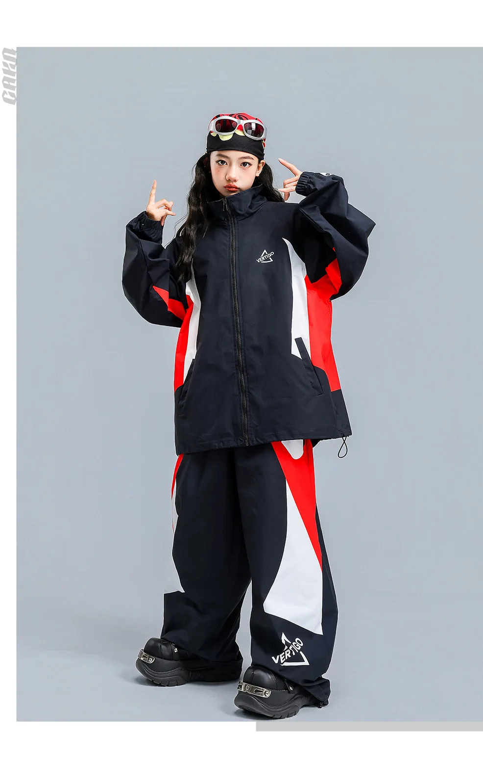 Children Streetwear Hip Hop Boys Girls Loose Casual Sport Jacket Pant Sets Kids Coat Trousers Tracksuits Stage Clothes Costumes