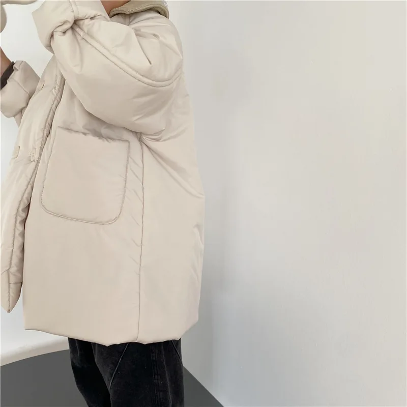 Boys Children Solid Long Cotton-padded Jacket Turn-down Collar Corduroy Thick Cardigan Girls Warm Comfortable Outwear Coat