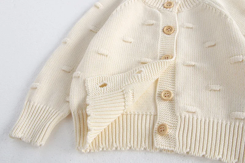 MiniAinis Autumn Winter New Baby Knitted Jacket With Hat Included Girls Knit Bubble Ball Sweater Girls Beige Red Coat Cap 2 PCS