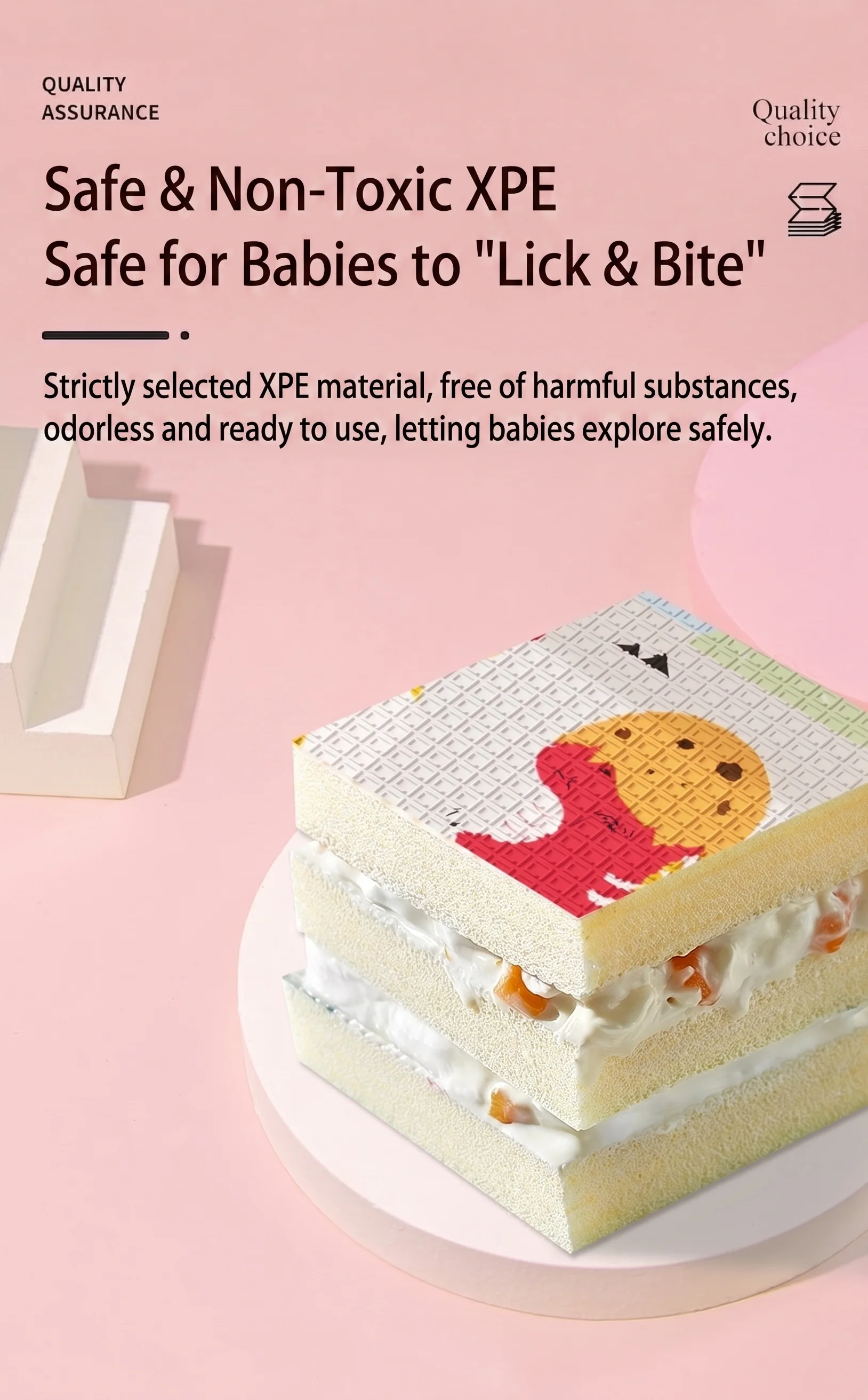 Large XPE Crawling Blanket 180x200cm Double-Sided Thick cartoon Pattern Foldable baby Crawling Pad for Easy Storage