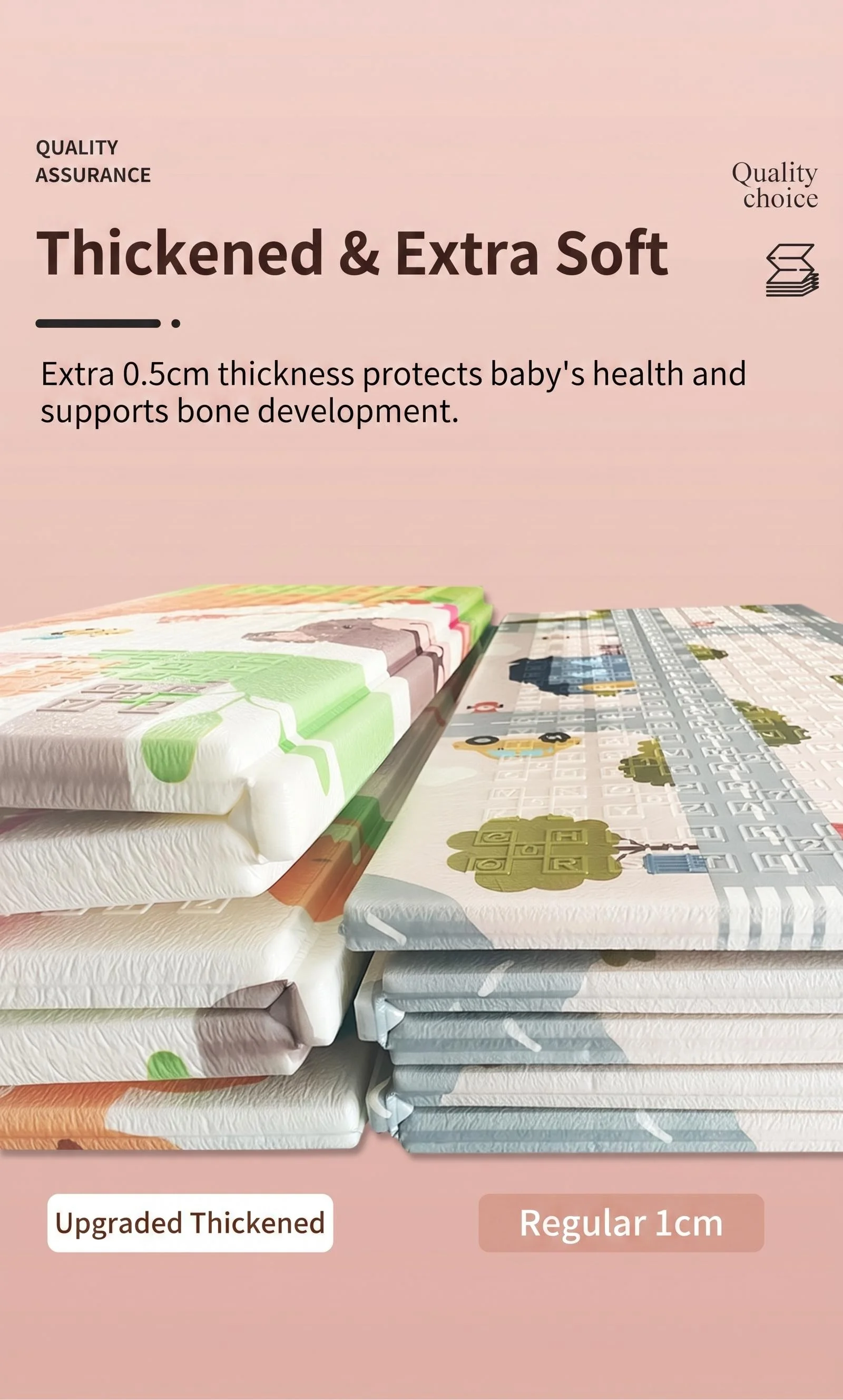 Large XPE Crawling Blanket 180x200cm Double-Sided Thick cartoon Pattern Foldable baby Crawling Pad for Easy Storage