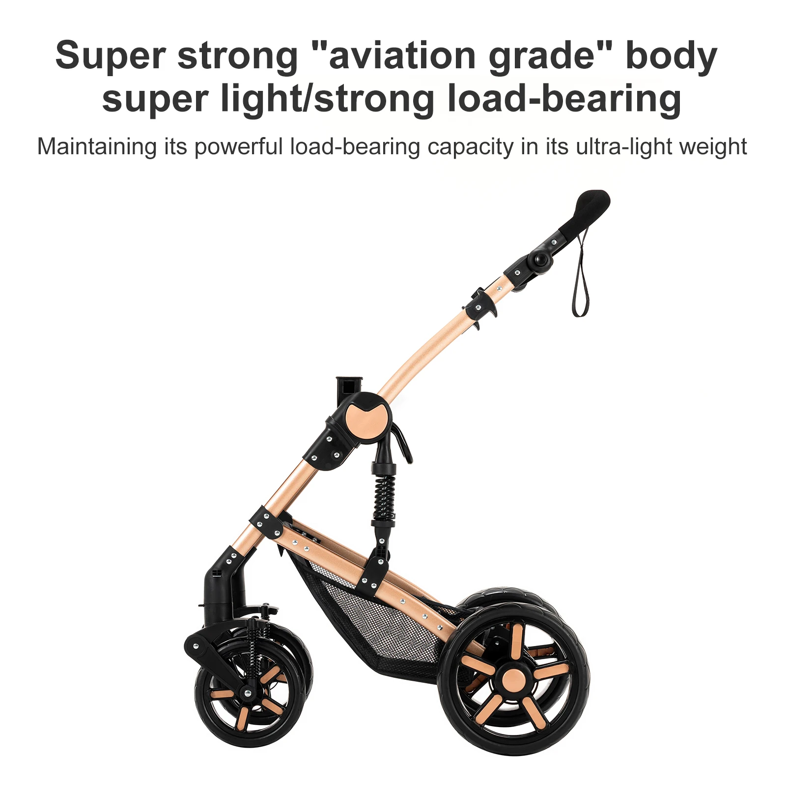 Foldable 3 in 1 Baby Travel System Stroller High Landscape Reversible Bassinet Pram Infant Car Seat Combination Multi-Function Lightweight Pushchair All-Terrain EVA Wheels Shock Absorber One-Foot Brake Newborn Baby Carriage Set