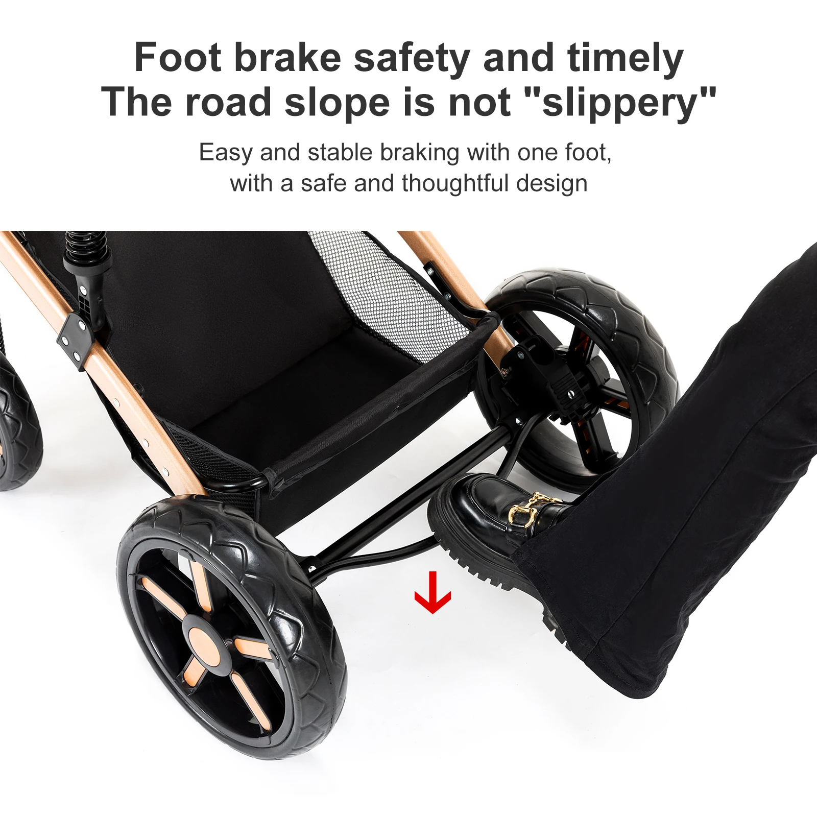 Foldable 3 in 1 Baby Travel System Stroller High Landscape Reversible Bassinet Pram Infant Car Seat Combination Multi-Function Lightweight Pushchair All-Terrain EVA Wheels Shock Absorber One-Foot Brake Newborn Baby Carriage Set