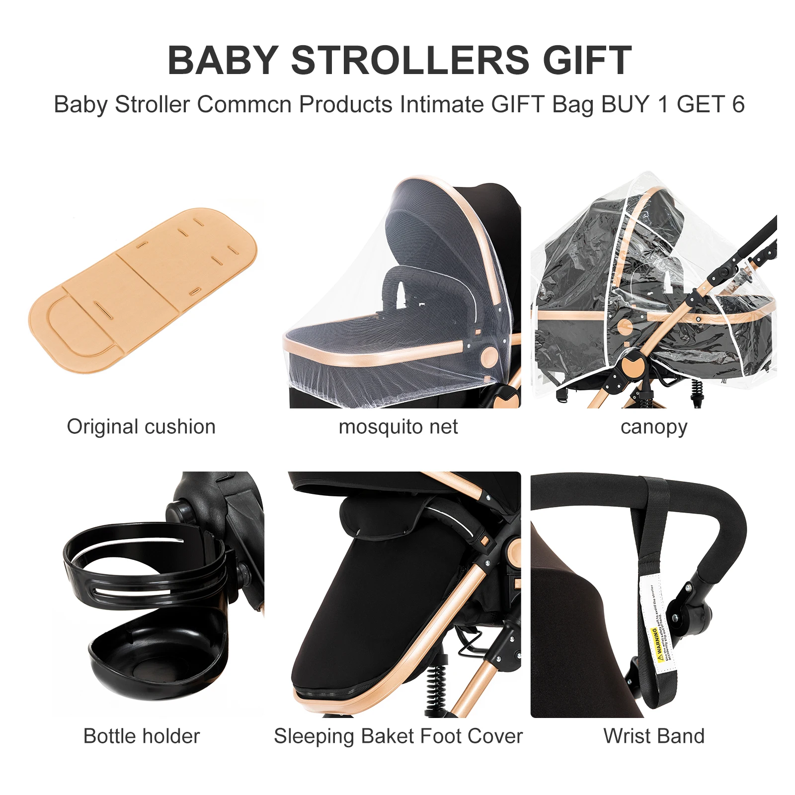 Foldable 3 in 1 Baby Travel System Stroller High Landscape Reversible Bassinet Pram Infant Car Seat Combination Multi-Function Lightweight Pushchair All-Terrain EVA Wheels Shock Absorber One-Foot Brake Newborn Baby Carriage Set