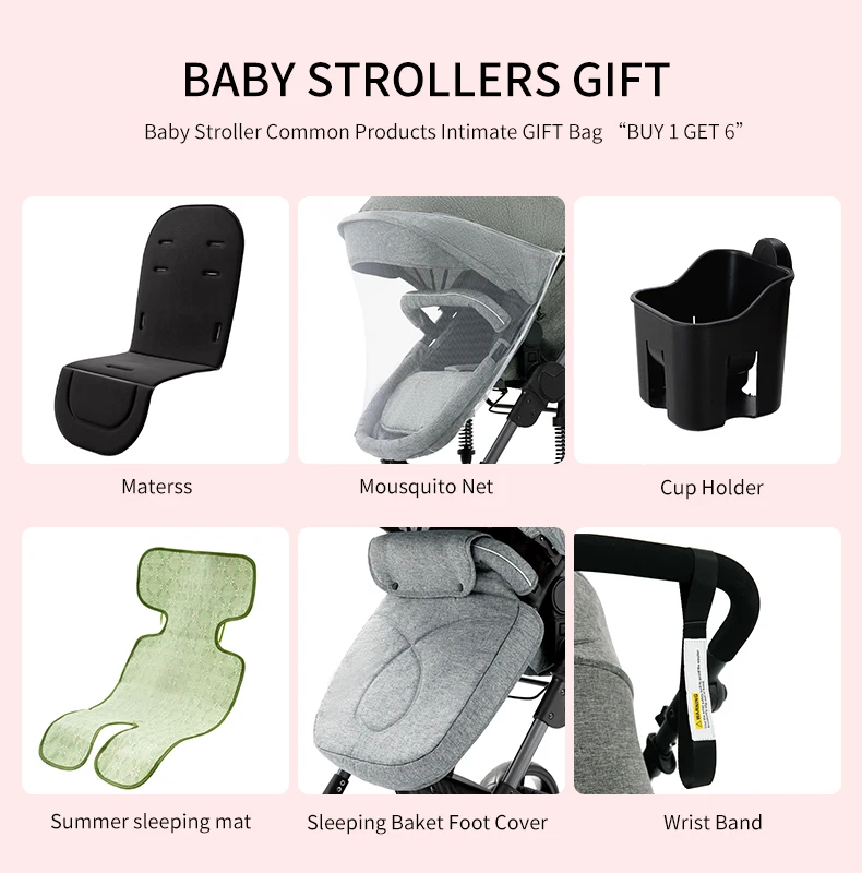 Infant Carrier Baby Stroller 3 in 1 Travel System High Landscape Newborn Pushchair with Reversible Bassinet Foldable Frame Seat EVA Wheels Shock Absorbing Suspension Foot Brake 360 Swivel Front Wheels Storage Basket