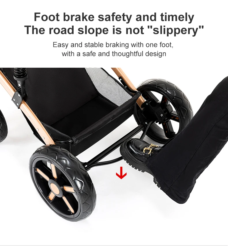 Infant Carrier Baby Stroller 3 in 1 Travel System High Landscape Newborn Pushchair with Reversible Bassinet Foldable Frame Seat EVA Wheels Shock Absorbing Suspension Foot Brake 360 Swivel Front Wheels Storage Basket