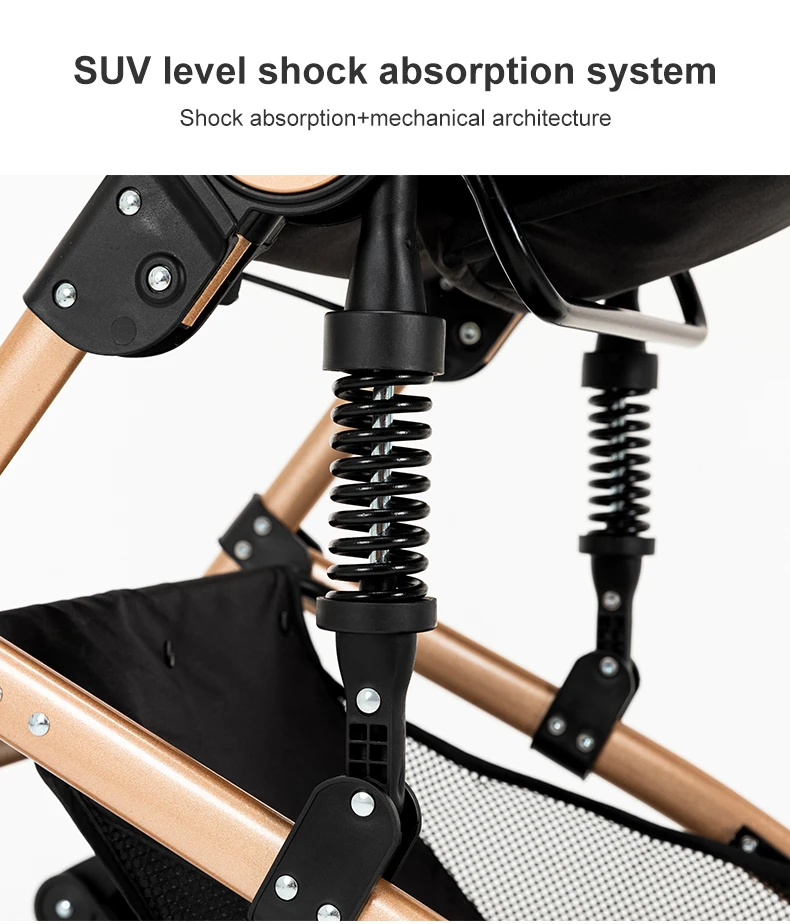 Infant Carrier Baby Stroller 3 in 1 Travel System High Landscape Newborn Pushchair with Reversible Bassinet Foldable Frame Seat EVA Wheels Shock Absorbing Suspension Foot Brake 360 Swivel Front Wheels Storage Basket
