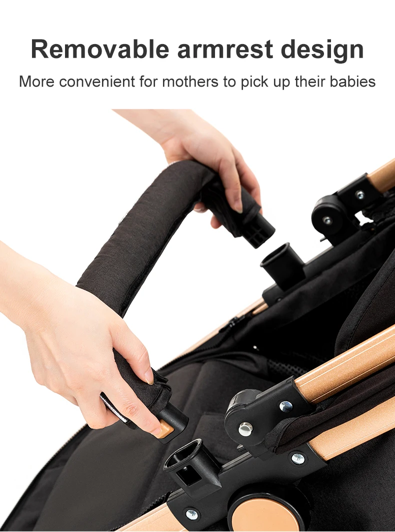 Infant Carrier Baby Stroller 3 in 1 Travel System High Landscape Newborn Pushchair with Reversible Bassinet Foldable Frame Seat EVA Wheels Shock Absorbing Suspension Foot Brake 360 Swivel Front Wheels Storage Basket