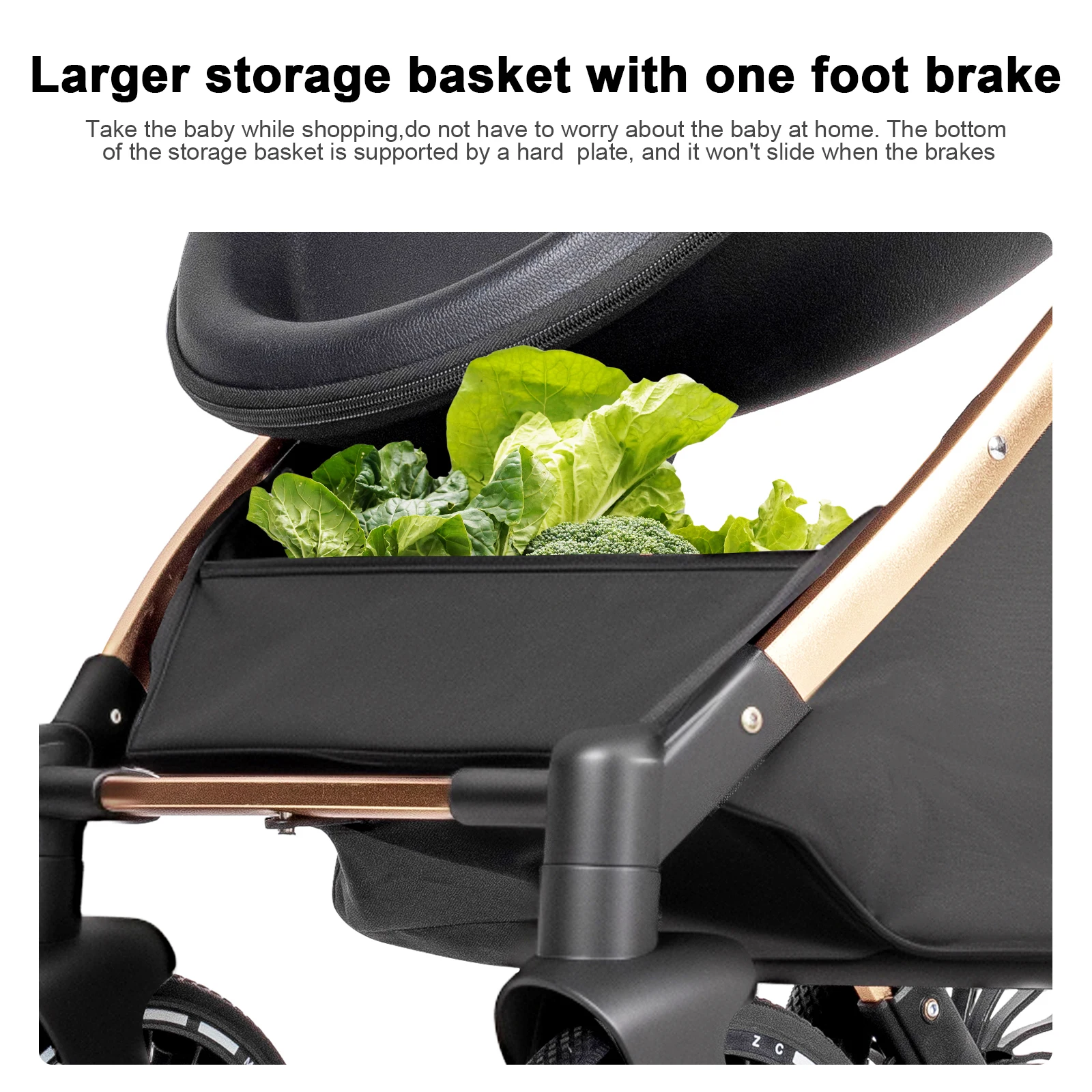 3 in 1 Baby Stroller Luxury Eggshell Design with Adjustable Handle and Storage Basket High Landscape Stroller Infant Car Seat Stroller for Newborn to Toddler with Foldable Reversible Frame for City Travel Shopping and Daily Walks
