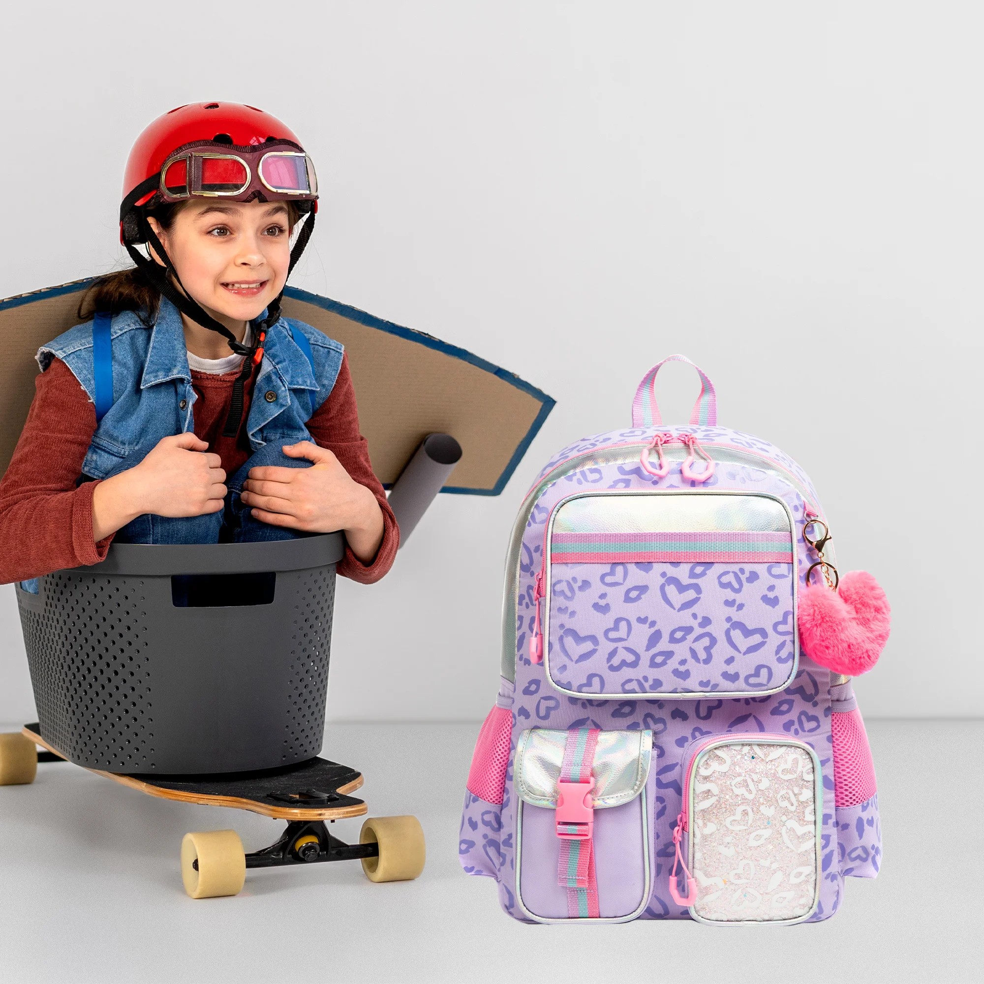 Aesthetic Girls Backpack Set with Lunch Box & Pencil Case, Cute Bookbag for Elementary Students