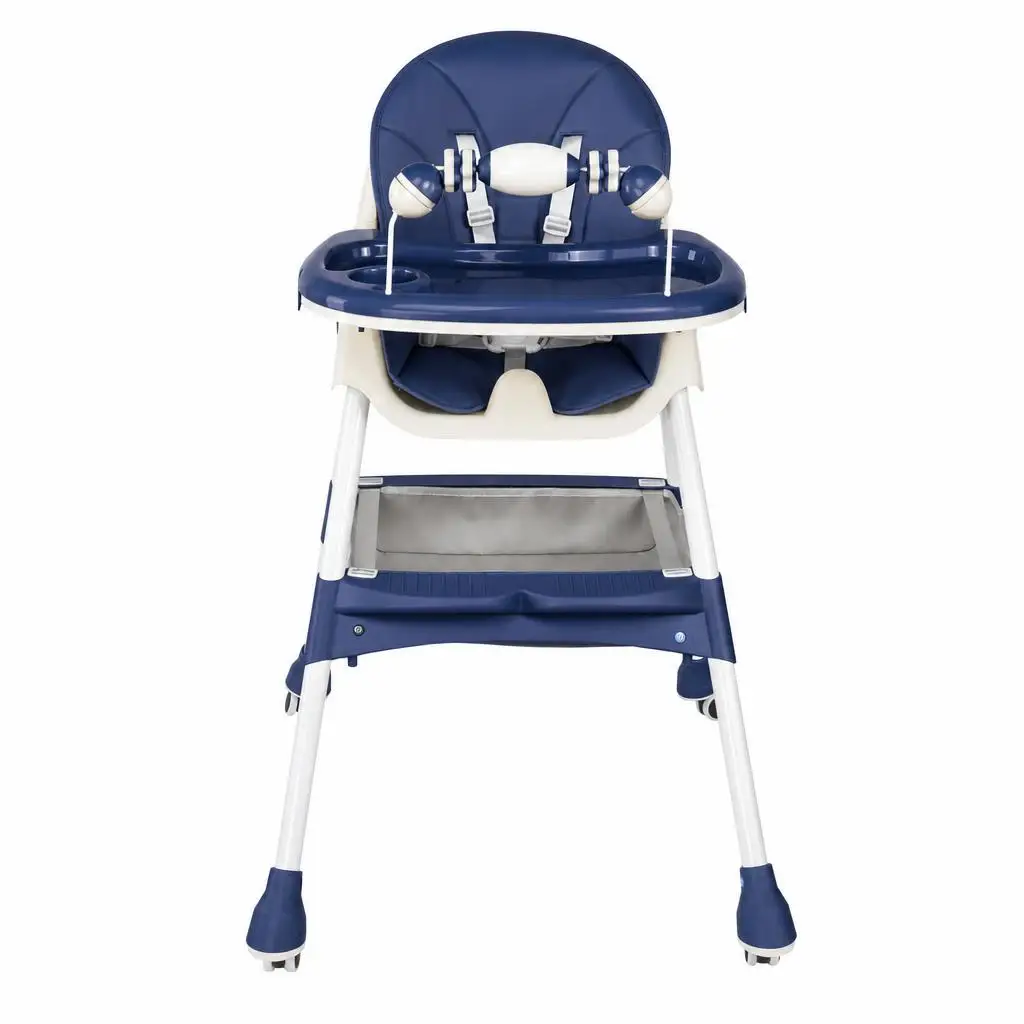 3-In-1 Baby High Chair Foldable Portable Convertible Eat & Play Baby Dining Chair with Double-Layer Dinner Plate Toy Rack Infant Toddler Feeding Chair for Boys Girls Baby Furniture