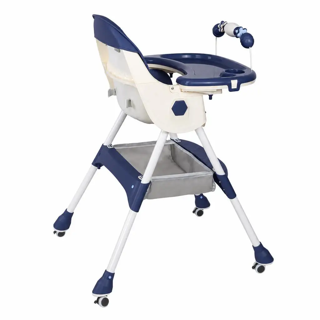 3-In-1 Baby High Chair Foldable Portable Convertible Eat & Play Baby Dining Chair with Double-Layer Dinner Plate Toy Rack Infant Toddler Feeding Chair for Boys Girls Baby Furniture