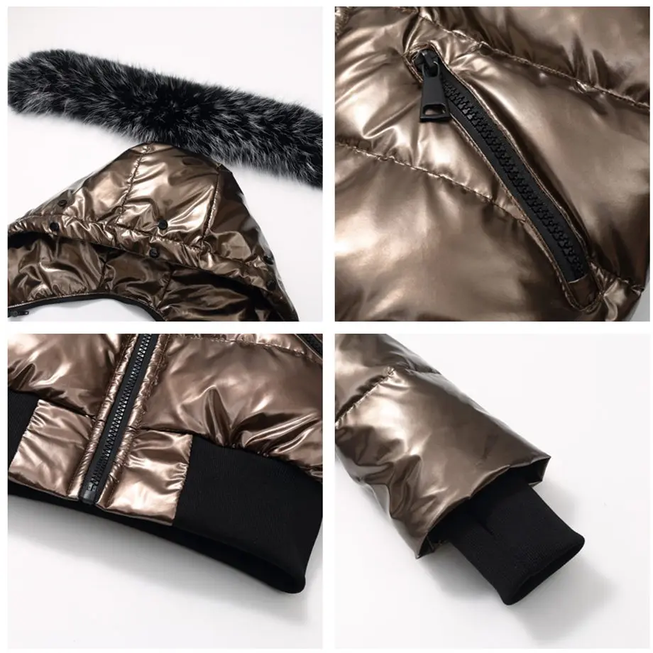 AS Winter kids Down Jackets bomber design coats with nature fur