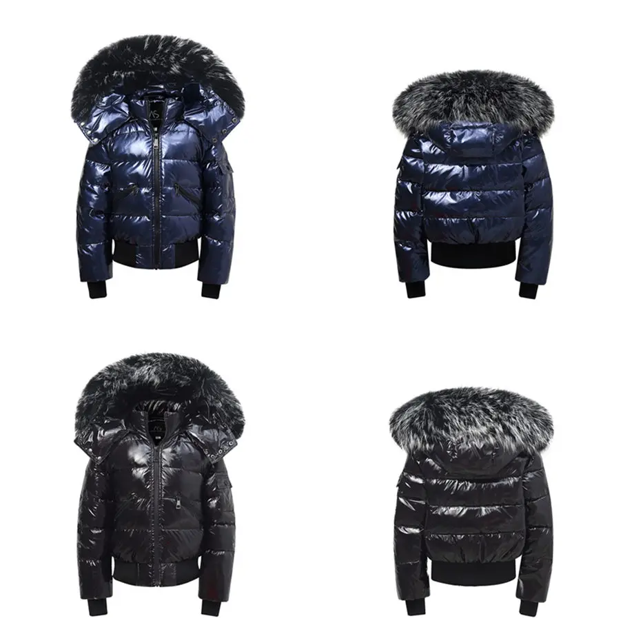 AS Winter kids Down Jackets bomber design coats with nature fur