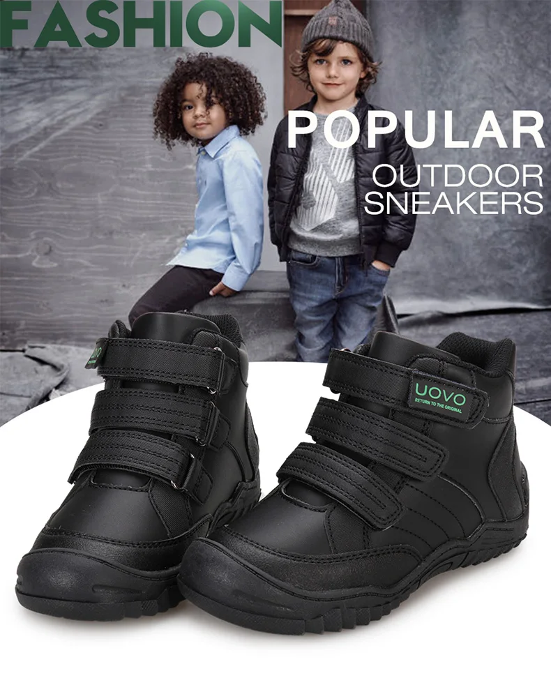 UOVO New Arrival School Shoes Mid-Calf Boys Hiking Fashion Sport Outdoor Children Casual Sneakers Size #26-36