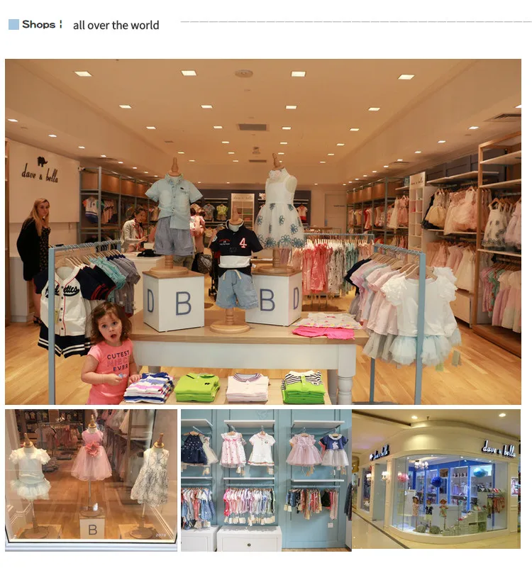 DBM14115 dave bella summer baby girl's princess cartoon striped dress children fashion party dress kids infant lolita clothes