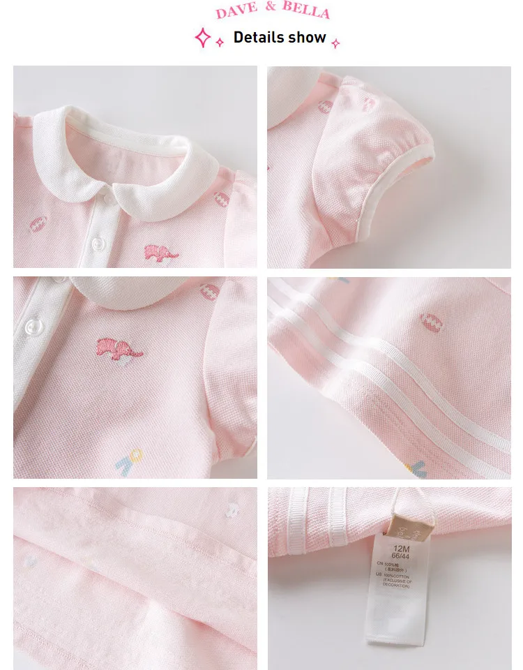 DBM14115 dave bella summer baby girl's princess cartoon striped dress children fashion party dress kids infant lolita clothes
