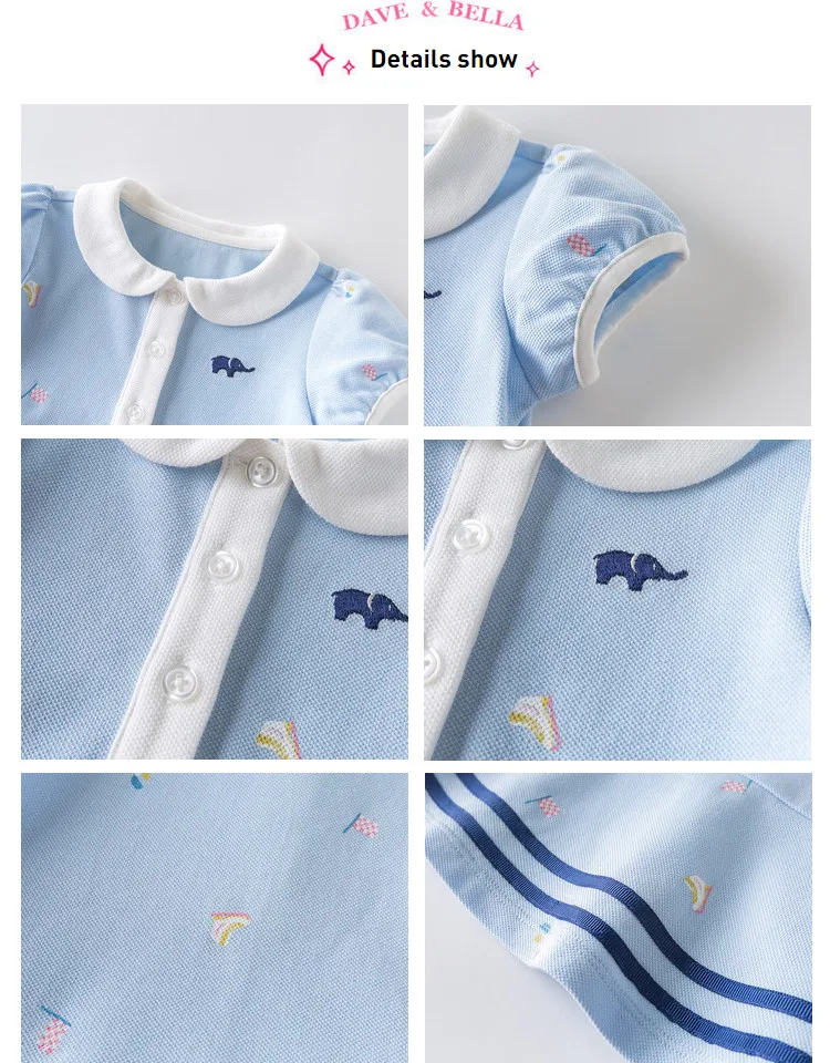 DBM14115 dave bella summer baby girl's princess cartoon striped dress children fashion party dress kids infant lolita clothes