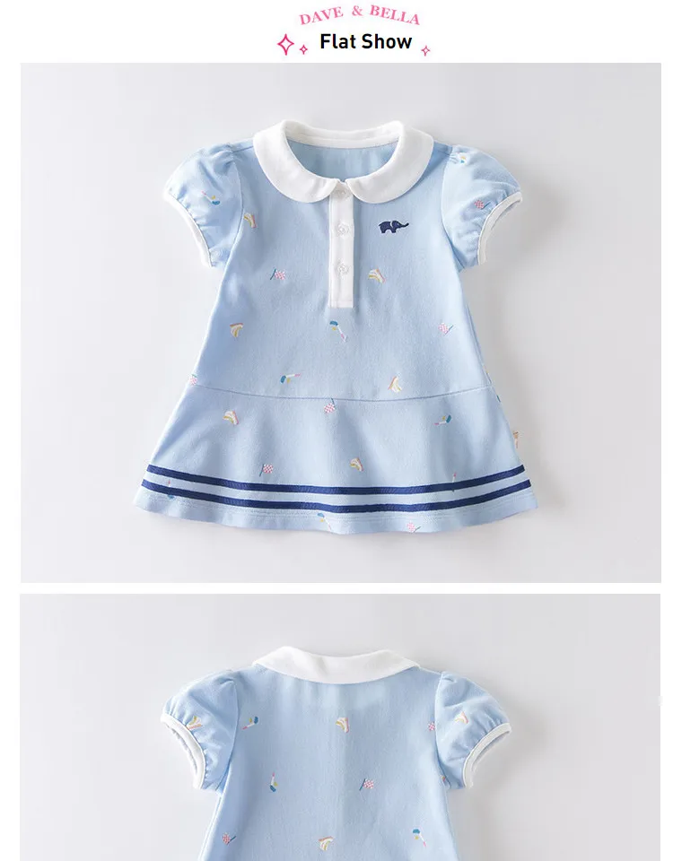 DBM14115 dave bella summer baby girl's princess cartoon striped dress children fashion party dress kids infant lolita clothes