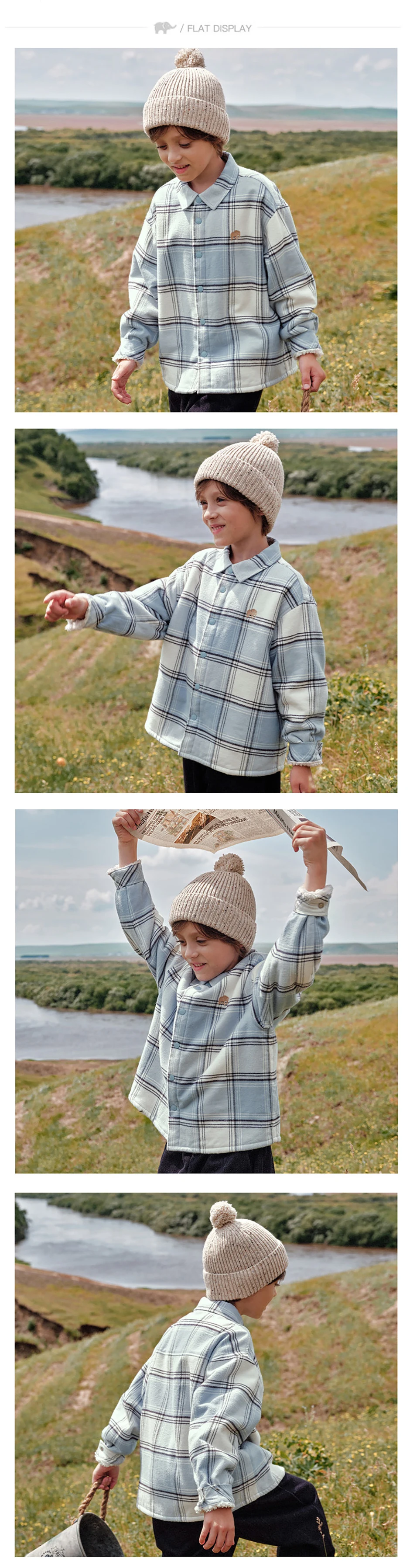 Dave Bella Boys Fleece-lined Plaid Shirt for Winter Warm Blouse Coats Casual Outdoor Long Sleeve Tops Clothes DK4264657