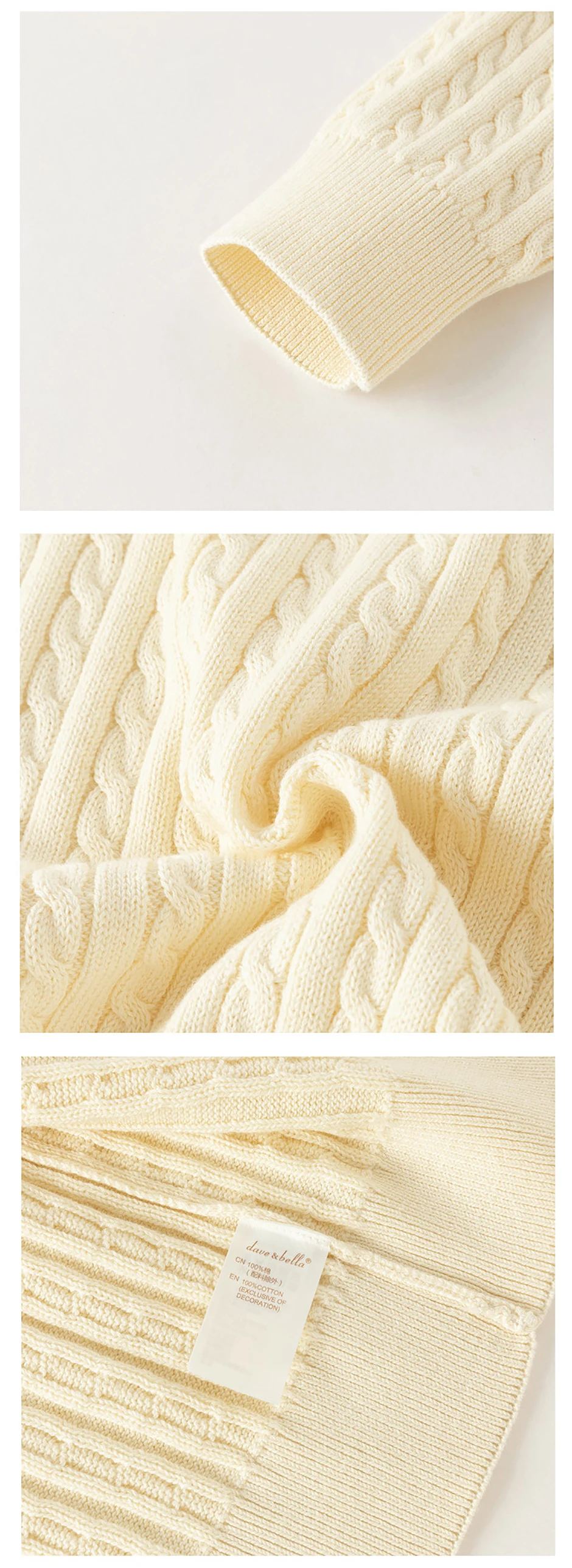 Dave Bella Cardigan Sweater Autumn Spring Girls Coat Sweet Children Pure Cotton Sweater Top Casual Elegant Gathering DB3243397-B