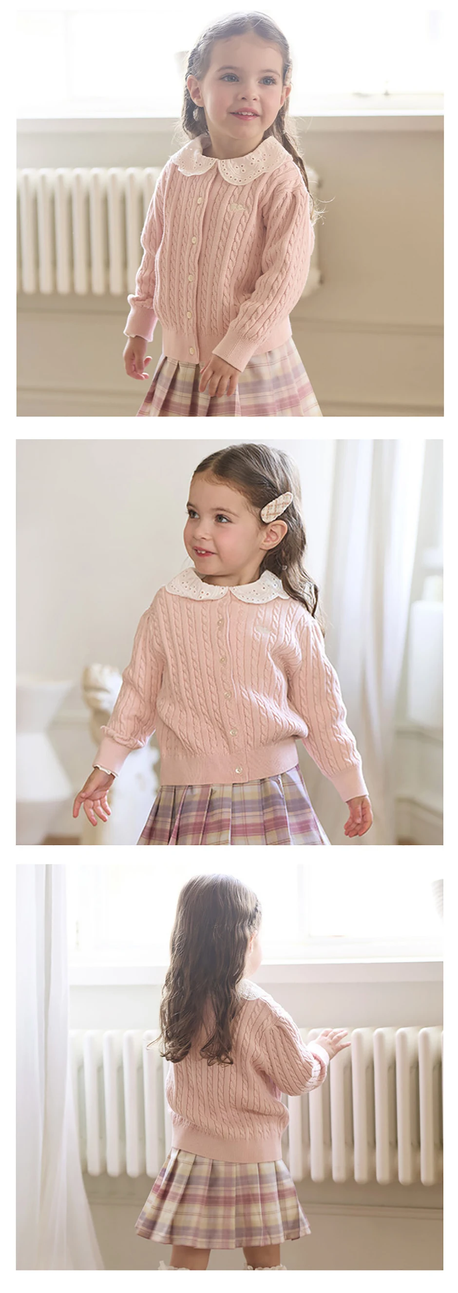 Dave Bella Cardigan Sweater Autumn Spring Girls Coat Sweet Children Pure Cotton Sweater Top Casual Elegant Gathering DB3243397-B