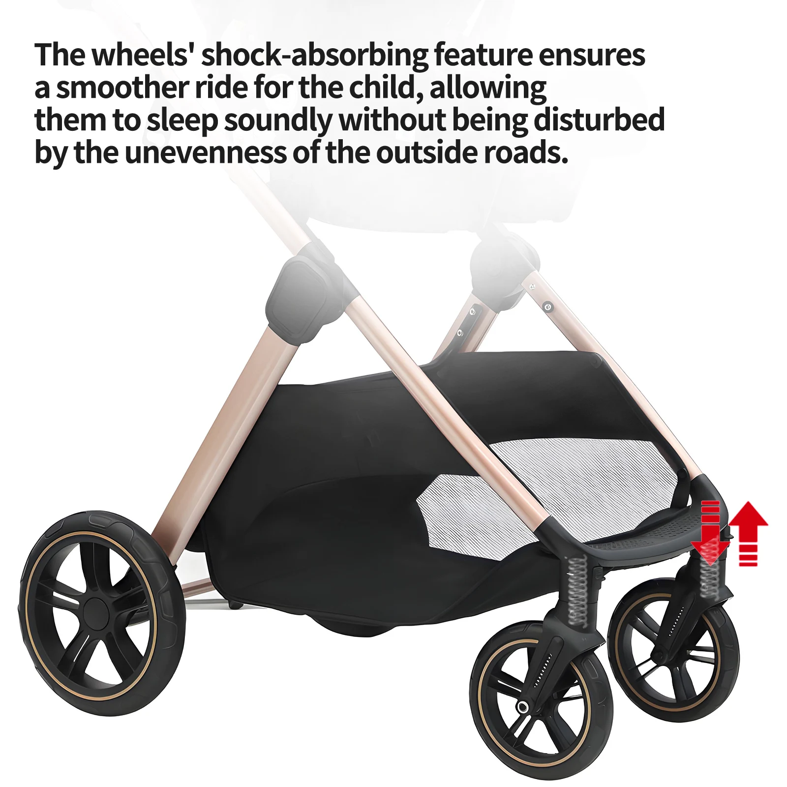 3 in 1 Luxury Lightweight Stroller Baby Carriage Lightweight Portable Folding High Seat Travel Stroller with Car Seat, Memory Foam Mattress and Storage Bag, Fashionable Shopping Cart